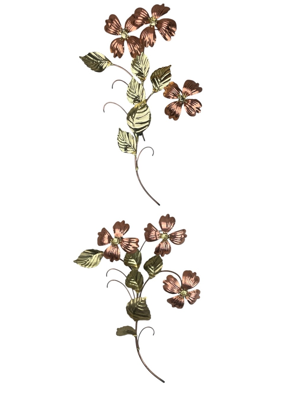 Vintage Homco Brass and Copper Metal Floral Mid Century Wall Art Pieces (2)